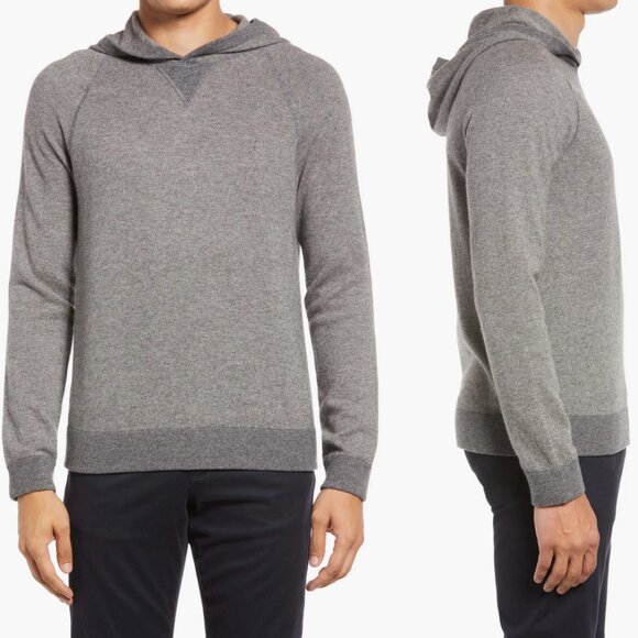 Vince Bird’s Eye Raglan Sleeve Wool & Cashmere Hoodie - Picture 2 of 7